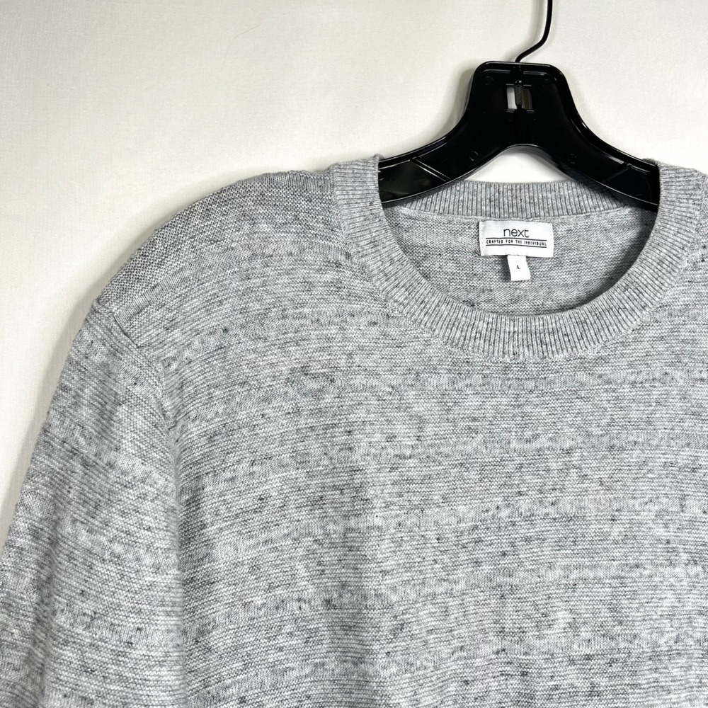 Gray Crewneck Sweater Mens Large Cotton Textured Knit Pullover‎ Basics Layering